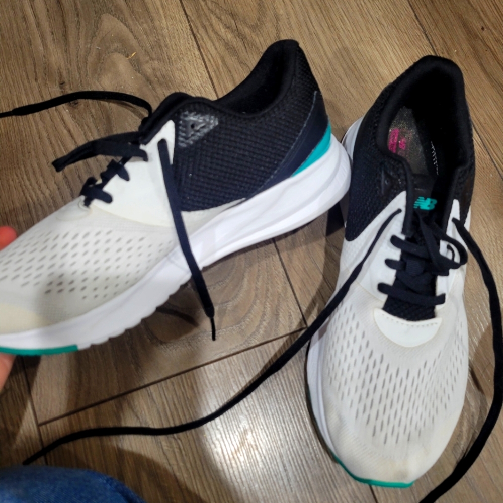 New Balance White and Black Running Shoes